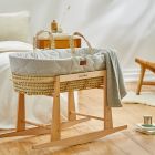 The Little Green Sheep Quilted Moses Basket and Rocking Stand Bundle - Printed Dove