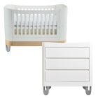 Gaia Baby Serena Cot Bed & Dresser Set - White/Natural