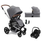 Joolz Hub+ Pushchair, Cot and Maxi Cosi CabrioFix iSize Car Seat - Gorgeous Grey
