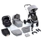 Babymore MeMore V2 13 Piece Travel System with Pecan i-Size Car Seat - Silver