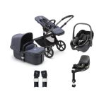 Bugaboo Fox 5 Complete Pushchair with Maxi Cosi Pebble 360 Car Seat and Base Bundle - Graphite/Stormy Blue