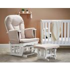 Obaby Reclining Glider Chair and Stool - White with Sand Cushion
