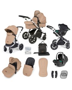 Ickle Bubba Stomp Luxe All-in-One Travel System with Isofix Base  - Silver/Desert/Black