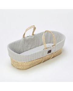 The Little Green Sheep Organic Knitted Moses Basket & Mattress - Dove