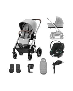 Cybex Balios S Lux Pushchair with Aton B2 Car Seat and Base 10 Piece Bundle - Lava Grey (Silver Frame)