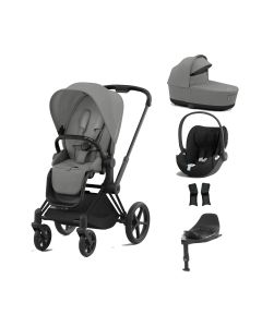 Cybex Priam Stroller with Cloud T i-Size Car Seat and Base Bundles - Matt Black/Mirage Grey
