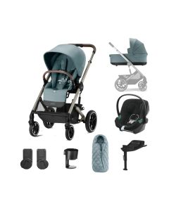 Cybex Balios S Lux Pushchair with Aton B2 Car Seat and Base 10 Piece Bundle - Sky Blue (Taupe Frame)