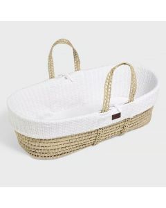 The Little Green Sheep Organic Knitted Moses Basket & Mattress - White