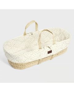 The Little Green Sheep Natural Quilted Moses Basket & Mattress - Linen Rice