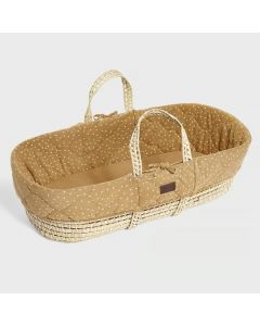 The Little Green Sheep Natural Quilted Moses Basket & Mattress - Honey Rice