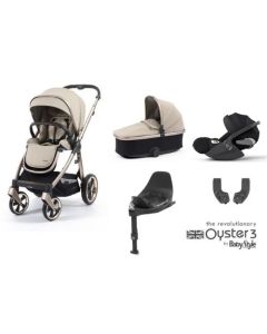 BabyStyle Oyster 3 Essential 5 Piece Cybex Cloud T i-Size Travel System Bundle - Creme Brulee