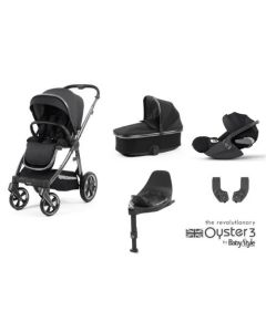 BabyStyle Oyster 3 Essential 5 Piece Cybex Cloud T i-Size Travel System Bundle - Carbonite