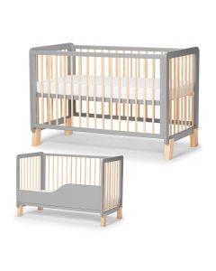 Kinderkraft Lunky 2 in 1 Cot with Mattress - Grey