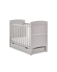 Obaby Grace Mini Cot Bed & Underdrawer with Fibre Mattress - Warm Grey