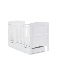 Obaby Grace Cot Bed & Underdrawer with Fibre Mattress - White