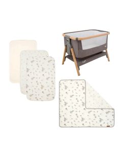 Tutti Bambini CoZee Cocoon Bedside Crib Starter Pack & Protector - Oak and Charcoal