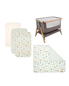 Tutti Bambini CoZee Run Wild Bedside Crib Starter Pack & Protector - Oak and Charcoal