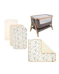 Tutti Bambini CoZee Our Planet Bedside Crib Starter Pack & Protector - Oak and Charcoal