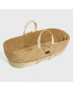 The Little Green Sheep Natural Quilted Moses Basket & Mattress - Honey