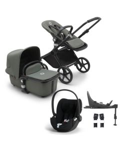 Bugaboo Fox Cub Complete Stroller + Cloud T i-Size Plus Car Seat & Base - Black/Forest Green