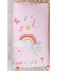 Bizzi Growin Cot Bed Quilt - Rainbow and Unicorns