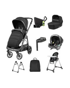 Peg Perego Veloce 11 Piece i-Size Bundle with Prima Pappa Follow Me Highchair - Licorice