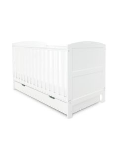 Ickle Bubba Coleby Classic Cot Bed, Under Drawer and Fibre Mattress - White