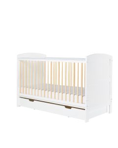 Ickle Bubba Coleby Scandi Classic Cot Bed, Under Drawer and Fibre Mattress - Scandi White