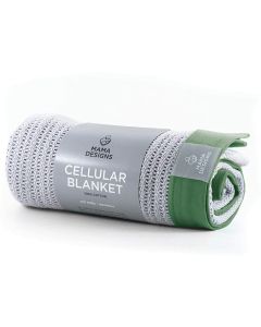 Mama Designs Organic Cellular Cot Blanket - Grey with Green Trim (100cm x 120cm)
