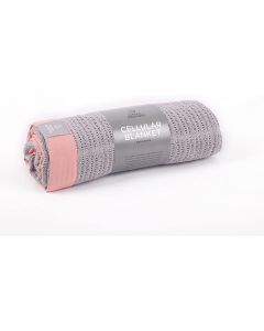 Mama Designs Organic Cellular Cot Blanket - Grey with Pink Trim (120cm x 100cm)