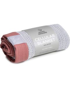 Mama Designs Organic Cellular Cot Blanket - Grey with Russet Trim (120cm x 100cm)