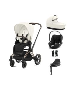 Cybex Priam Stroller with Cloud T i-Size Car Seat and Base Bundles - Rose Gold/Off White