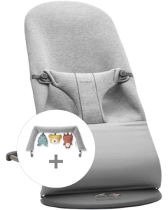 BabyBjorn Bouncer & Toy Bundle - Light Grey and Toybar Soft Friends