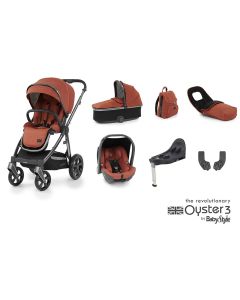 Babystyle Oyster 3 Pushchair Luxury 7 Piece Bundle - Gun Metal Chassis/Ember