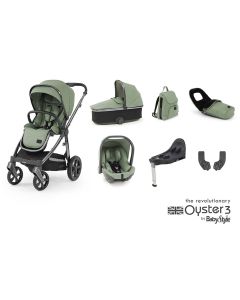 Babystyle Oyster 3 Pushchair Luxury 7 Piece Bundle - Gun Metal Chassis/Spearmint