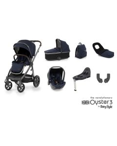 Babystyle Oyster 3 Pushchair Luxury 7 Piece Bundle - Gun Metal Chassis/Twilight
