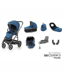Babystyle Oyster 3 Pushchair Luxury 7 Piece Bundle - Gun Metal Chassis/Kingfisher
