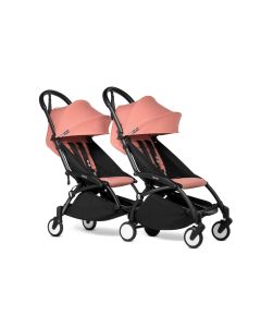 BABYZEN YOYO2 Double Pushchair from 6 Months+ for Twins - Black/Ginger