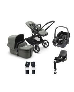 Bugaboo Fox 5 Complete Pushchair with Maxi Cosi Pebble 360 Car Seat and Base Bundle - Black/Forest Green