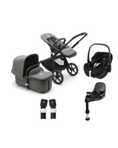 Bugaboo Fox 5 Complete Pushchair with Maxi Cosi Pebble 360 Pro Car Seat and Base Bundle - Black/Forest Green