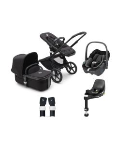 Bugaboo Fox 5 Complete Pushchair with Maxi Cosi Pebble 360 Car Seat and Base Bundle - Black/Midnight Black