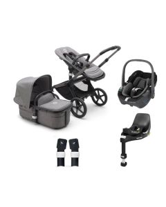 Bugaboo Fox 5 Complete Pushchair with Maxi Cosi Pebble 360 Car Seat and Base Bundle - Graphite/Grey Melange