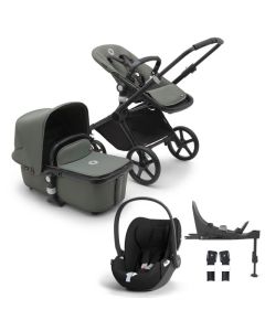 Bugaboo Fox Cub Complete Stroller + Cloud T i-Size Car Seat & Base - Black/Forest Green