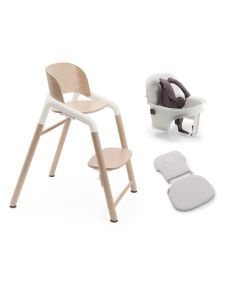 Bugaboo Giraffe Highchair + Baby Set & Pillow Set - Neutral Wood/White