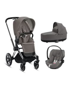 Cybex Priam Chrome Black/Soho Grey pushchair, Lux carrycot and Cloud Z2 Car seat