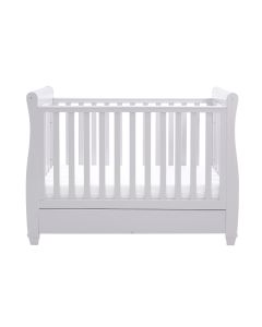 Babymore Eva Sleigh Dropside Cot Bed with Drawer - Grey