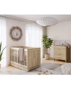 Venicci Forenzo 2 Piece Cot Bed & Dresser Set - Honey Oak