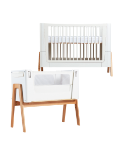 Gaia Baby Hera Cotbed and Co-Sleeping Crib Bundle - Scandi White / Natural
