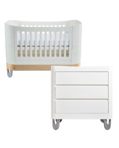 Gaia Baby Serena Cot Bed & Dresser Set - White/Natural
