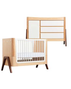 Gaia Baby Hera Cot Bed & Dresser Set - Natural / Walnut